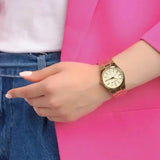 Buy Shop Michael Kors Channing Quartz Gold Dial Gold Steel Strap Watch For Women - MK6623 USA Online
