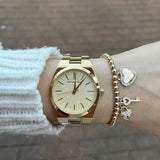 Buy Shop Michael Kors Channing Quartz Gold Dial Gold Steel Strap Watch For Women - MK6623 USA Online