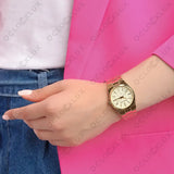 Buy Shop Michael Kors Channing Quartz Gold Dial Gold Steel Strap Watch For Women - MK6623 USA Online