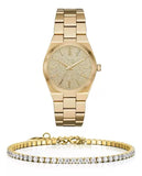 Buy Shop Michael Kors Channing Quartz Gold Dial Gold Steel Strap Watch For Women - MK6623 USA Online
