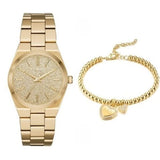 Buy Shop Michael Kors Channing Quartz Gold Dial Gold Steel Strap Watch For Women - MK6623 USA Online