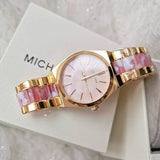 Buy Shop Michael Kors Channing Quartz Mother of Pearl Pink Dial Two Tone Steel Strap Watch For Women - MK6650 USA Online