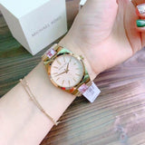 Buy Shop Michael Kors Channing Quartz Mother of Pearl Pink Dial Two Tone Steel Strap Watch For Women - MK6650 USA Online