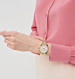 Buy Shop Michael Kors Channing Quartz Mother of Pearl Pink Dial Two Tone Steel Strap Watch For Women - MK6650 USA Online