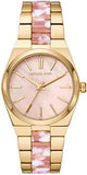 Buy Shop Michael Kors Channing Quartz Mother of Pearl Pink Dial Two Tone Steel Strap Watch For Women - MK6650 USA Online