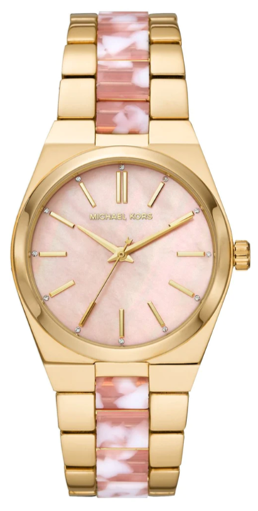 Buy Shop Michael Kors Channing Quartz Mother of Pearl Pink Dial Two Tone Steel Strap Watch For Women - MK6650 USA Online