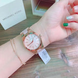 Buy Shop Michael Kors Channing Quartz Mother of Pearl Pink Dial Two Tone Steel Strap Watch For Women - MK6652 USA Online