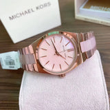 Buy Shop Michael Kors Channing Quartz Mother of Pearl Pink Dial Two Tone Steel Strap Watch For Women - MK6652 USA Online