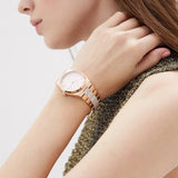 Buy Shop Michael Kors Channing Quartz Mother of Pearl Pink Dial Two Tone Steel Strap Watch For Women - MK6652 USA Online