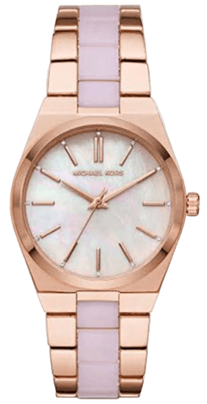 Buy Shop Michael Kors Channing Quartz Mother of Pearl Pink Dial Two Tone Steel Strap Watch For Women - MK6652 USA Online