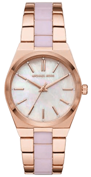 Buy Shop Michael Kors Channing Quartz Mother of Pearl Pink Dial Two Tone Steel Strap Watch For Women - MK6652 USA Online