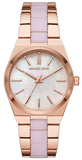Buy Shop Michael Kors Channing Quartz Mother of Pearl Pink Dial Two Tone Steel Strap Watch For Women - MK6652 USA Online