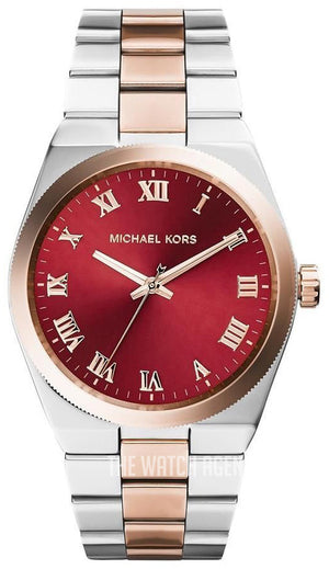 Buy Shop Michael Kors Channing Quartz Red Dial Two Tone Steel Strap Watch For Women - MK6114 USA Online
