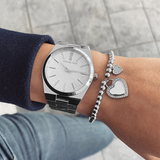 Buy Shop Michael Kors Channing Three Hand Silver Dial Silver Steel Strap Watch For Women - MK6626 USA Online