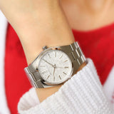 Buy Shop Michael Kors Channing Three Hand Silver Dial Silver Steel Strap Watch For Women - MK6626 USA Online