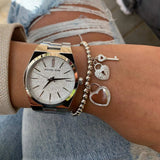 Buy Shop Michael Kors Channing Three Hand Silver Dial Silver Steel Strap Watch For Women - MK6626 USA Online
