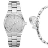 Buy Shop Michael Kors Channing Three Hand Silver Dial Silver Steel Strap Watch For Women - MK6626 USA Online