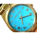 Buy Shop Michael Kors Channing Turquoise Dial Gold Steel Strap Watch For Women - MK5894 USA Online