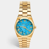 Buy Shop Michael Kors Channing Turquoise Dial Gold Steel Strap Watch For Women - MK5894 USA Online