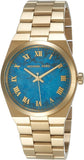 Buy Shop Michael Kors Channing Turquoise Dial Gold Steel Strap Watch For Women - MK5894 USA Online