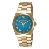 Buy Shop Michael Kors Channing Turquoise Dial Gold Steel Strap Watch For Women - MK5894 USA Online