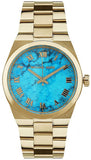 Buy Shop Michael Kors Channing Turquoise Dial Gold Steel Strap Watch For Women - MK5894 USA Online