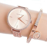 Buy Shop Michael Kors Charley Three-Hand Analog Rose Gold Dial Rose Gold Steel Strap Watch for Women - MK4400 USA Online