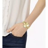 Buy Shop Michael Kors Charley Three-Hand Quartz Gold Dial Gold Steel Strap Watch for Women - MK4399 USA Online