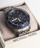 Buy Shop Michael Kors Chronograph Cunningham Multifunction Blue Dial Grey Steel Strap Watch For Men - MK7155 USA Online