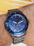 Buy Shop Michael Kors Chronograph Cunningham Multifunction Blue Dial Grey Steel Strap Watch For Men - MK7155 USA Online