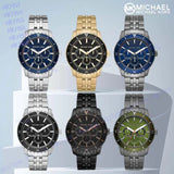 Buy Shop Michael Kors Chronograph Cunningham Multifunction Blue Dial Grey Steel Strap Watch For Men - MK7155 USA Online