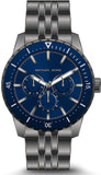 Buy Shop Michael Kors Chronograph Cunningham Multifunction Blue Dial Grey Steel Strap Watch For Men - MK7155 USA Online