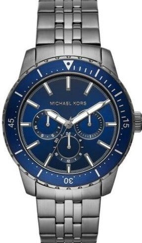 Buy Shop Michael Kors Chronograph Cunningham Multifunction Blue Dial Grey Steel Strap Watch For Men - MK7155 USA Online