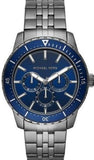 Buy Shop Michael Kors Chronograph Cunningham Multifunction Blue Dial Grey Steel Strap Watch For Men - MK7155 USA Online