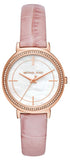 Buy Shop Michael Kors Cinthia Mother of Pearl Dial Pink Leather Strap Watch for Women - MK2663 USA Online