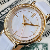Buy Shop Michael Kors Cinthia Mother of Pearl Dial White Leather Strap Watch for Women - MK2662 USA Online