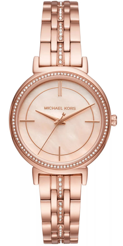 Buy Shop Michael Kors Cinthia Mother of Pearl Rose Gold Dial Rose Gold Steel Strap Watch for Women - MK3643 USA Online
