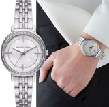 Buy Shop Michael Kors Cinthia White Mother of Pearl Dial Silver Steel Strap Watch for Women for Women - MK3641 USA Online