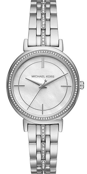 Buy Shop Michael Kors Cinthia White Mother of Pearl Dial Silver Steel Strap Watch for Women for Women - MK3641 USA Online