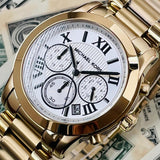 Buy Shop Michael Kors Cooper Chronograph White Dial Gold Steel Strap Watch For Women - MK5916 USA Online