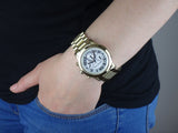 Buy Shop Michael Kors Cooper Chronograph White Dial Gold Steel Strap Watch For Women - MK5916 USA Online