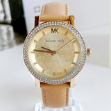 Buy Shop Michael Kors Corey Analog Gold Dial Brown Leather Strap Watch for Women - MK2986 USA Online