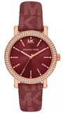 Buy Shop Michael Kors Corey Crystals Red Dial Red Leather Strap Watch for Women - MKO1025 USA Online