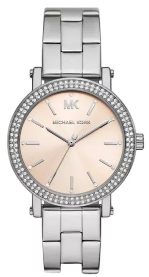Buy Shop Michael Kors Corey Three Hand Pink Dial Silver Steel Strap Watch for Women - MKO1050 USA Online