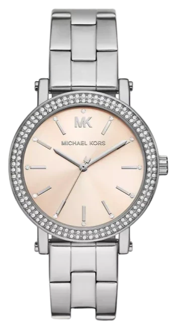 Buy Shop Michael Kors Corey Three Hand Pink Dial Silver Steel Strap Watch for Women - MKO1050 USA Online