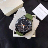 Buy Shop Michael Kors Cunningham Chronograph Black Dial Green Rubber Strap Watch For Men - MK7165 USA Online