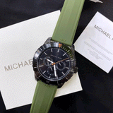 Buy Shop Michael Kors Cunningham Chronograph Black Dial Green Rubber Strap Watch For Men - MK7165 USA Online