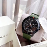 Buy Shop Michael Kors Cunningham Chronograph Black Dial Green Rubber Strap Watch For Men - MK7165 USA Online