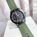 Buy Shop Michael Kors Cunningham Chronograph Black Dial Green Rubber Strap Watch For Men - MK7165 USA Online