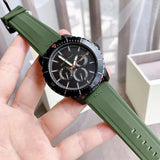 Buy Shop Michael Kors Cunningham Chronograph Black Dial Green Rubber Strap Watch For Men - MK7165 USA Online